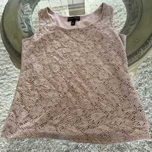Dana Buchman Women's Size Small Tank Top Lace Sleeveless Lined Beige Casual Boho